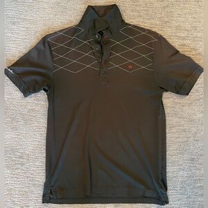 Travis Mathew Performance Black Polo Shirt with Argyle Pattern